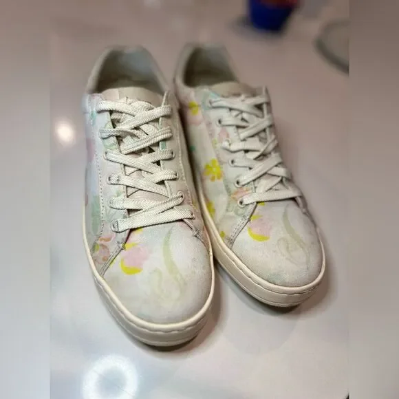 Coach Women's Clip Leather Low Top Sneaker Chalk Floral - Picture 3 of 6